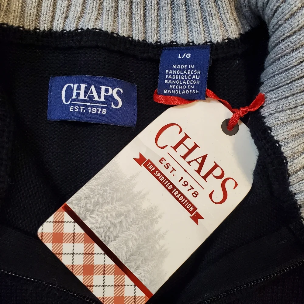 Men's Chaps American Flag Quarter Zip Patriotic Sweater Size Large - Picture 7 of 9